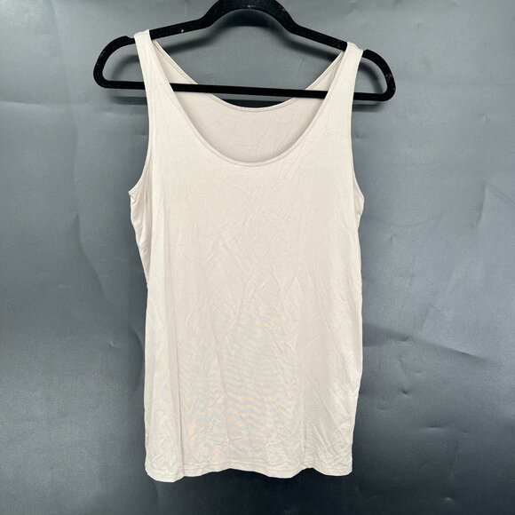 Airism Uniqlo mushroom beige gray tank top cami camisole layering nylon blend L - Picture 2 of 7